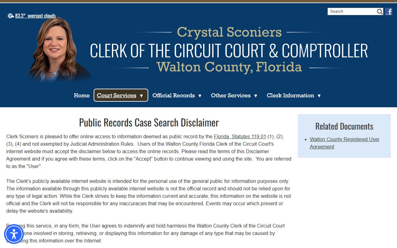 Walton County clerk court records search for case records after a jail arrest